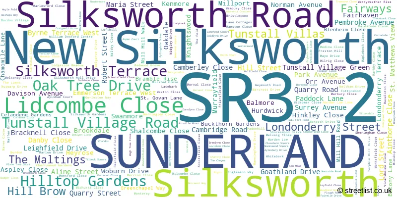 A word cloud for the SR3 2 postcode
